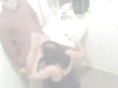 Toilet slut eats dick in public restroom