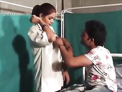 Hindi Lady doctor Shruti bhabhi romance with patient boy in blue saree beautiful scene