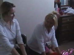 College uniformed girls Kaz and Amber play truth or dare