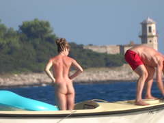 Nude girl in boat  Croatia