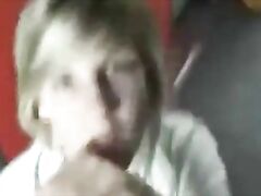 Cutie sucks dick and gets a load of jizz on train