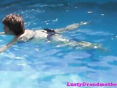 Chubby mature pounded after swimming