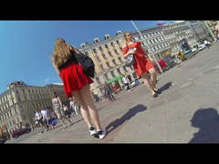 Red Skirt Lose Fight To The Wind