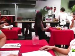 Melissa gets fucked in the restaurant