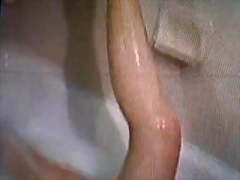 Hairy hippy takes a bubble bath