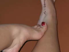Red toes teasing