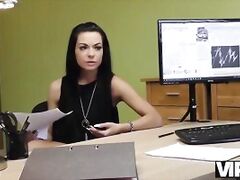 VIP4K. Skinny brunette passes real sex casting at loan agenc