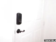 Little black princess Jenna gets drilled on a fluffy bed