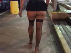 Slut whore showing pussy & ass in the streets