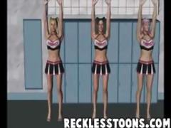 Gorgeous cheerleaders have lesbian sex in the locker room after their game