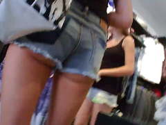 Two German Girls Shopping Hotpants Upskirt Great Ass Legs