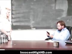 Petite Blonde High School Teen Fucked To Orgasm By Teacher