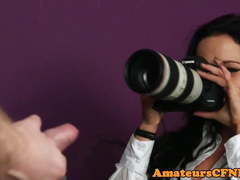 CFNM fetish photographer strokes guys cock