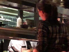 Waitresses with pony tails and gorgeous asses in tight jeans