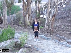 Charity Crawford gets her petite pussy stretched outdoors