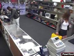 Busty french babe Charlie Harper sucking huge dick in pawnshop