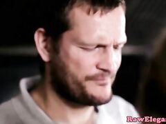 Euro babe anally creamed in restaurant kitchen